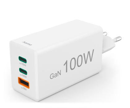 Ładowarka i akumulator HAMA ŁADOWARKA SIECIOWA MINI 100W PD/QC 2X USB-C, 1X USB-A BIAŁA
